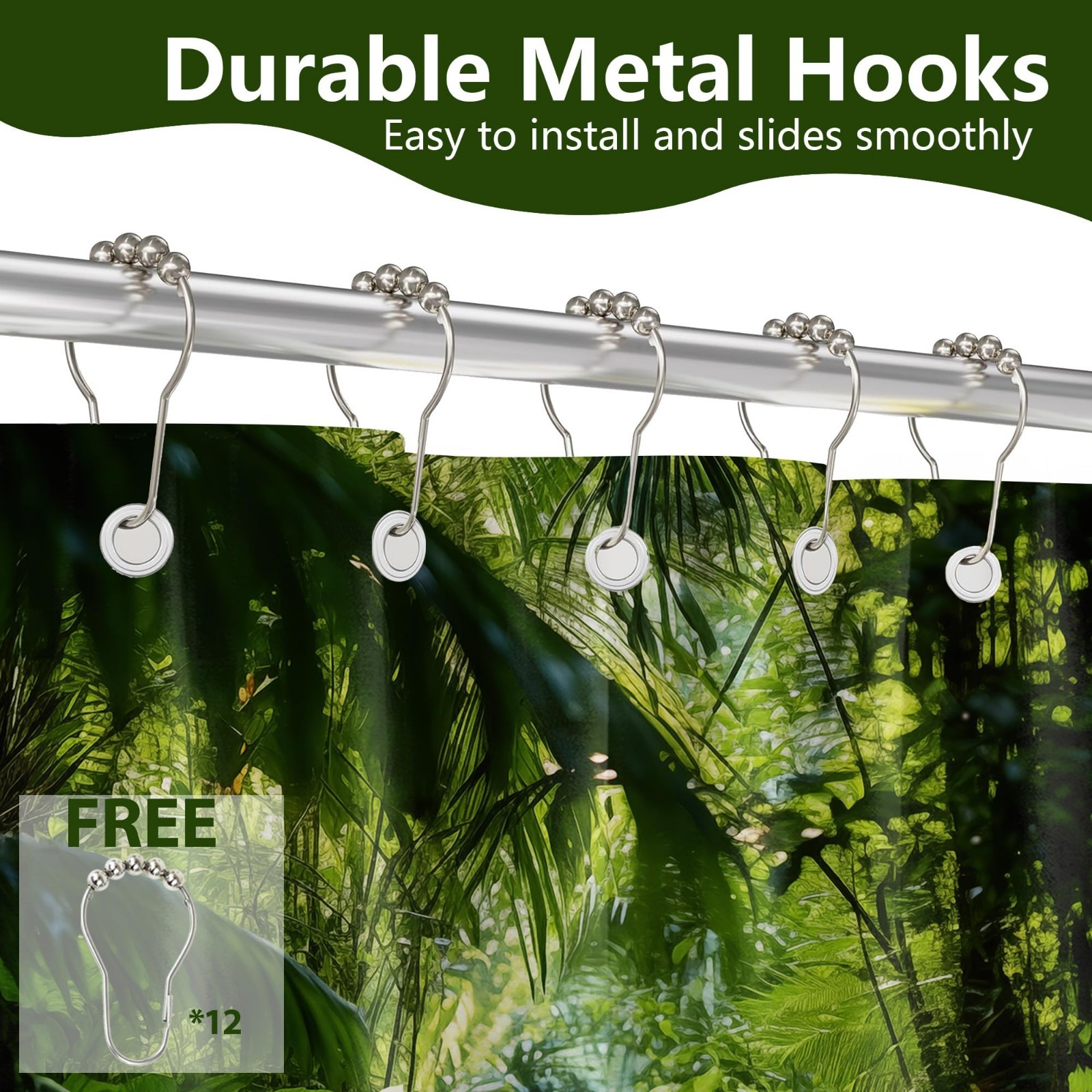 Custom Printed Bath Curtain — custom printed polyester bath curtain detail view