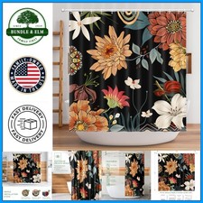 Stylish Boho Floral Print Shower Curtain, Ideal for Bathrooms and Living Spaces — custom printed polyester bath curtain