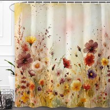 Shower Curtain Watercolor Flower Shower 72"W x 72"L (Pack of 1) Fall Floral — custom printed polyester bath curtain