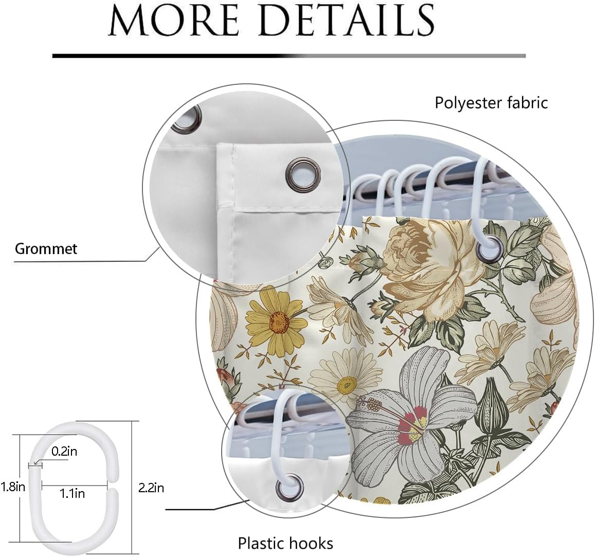 Custom Printed Bath Curtain — custom printed polyester bath curtain detail view