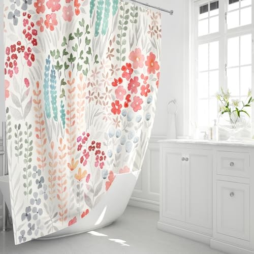 Custom Printed Bath Curtain — custom printed polyester bath curtain detail view