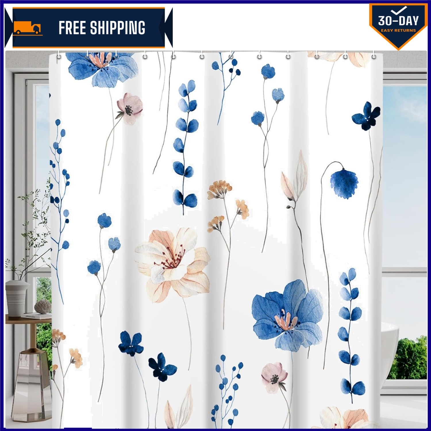 Custom Printed Bath Curtain — custom printed polyester bath curtain