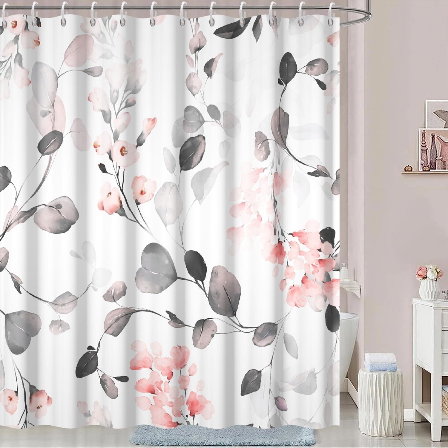 Custom Printed Bath Curtain — custom printed polyester bath curtain detail view