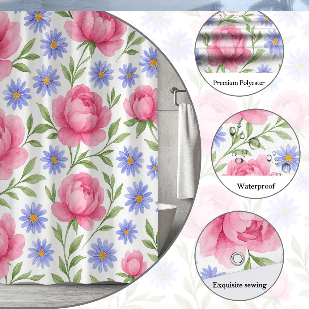 Custom Printed Bath Curtain — custom printed polyester bath curtain detail view