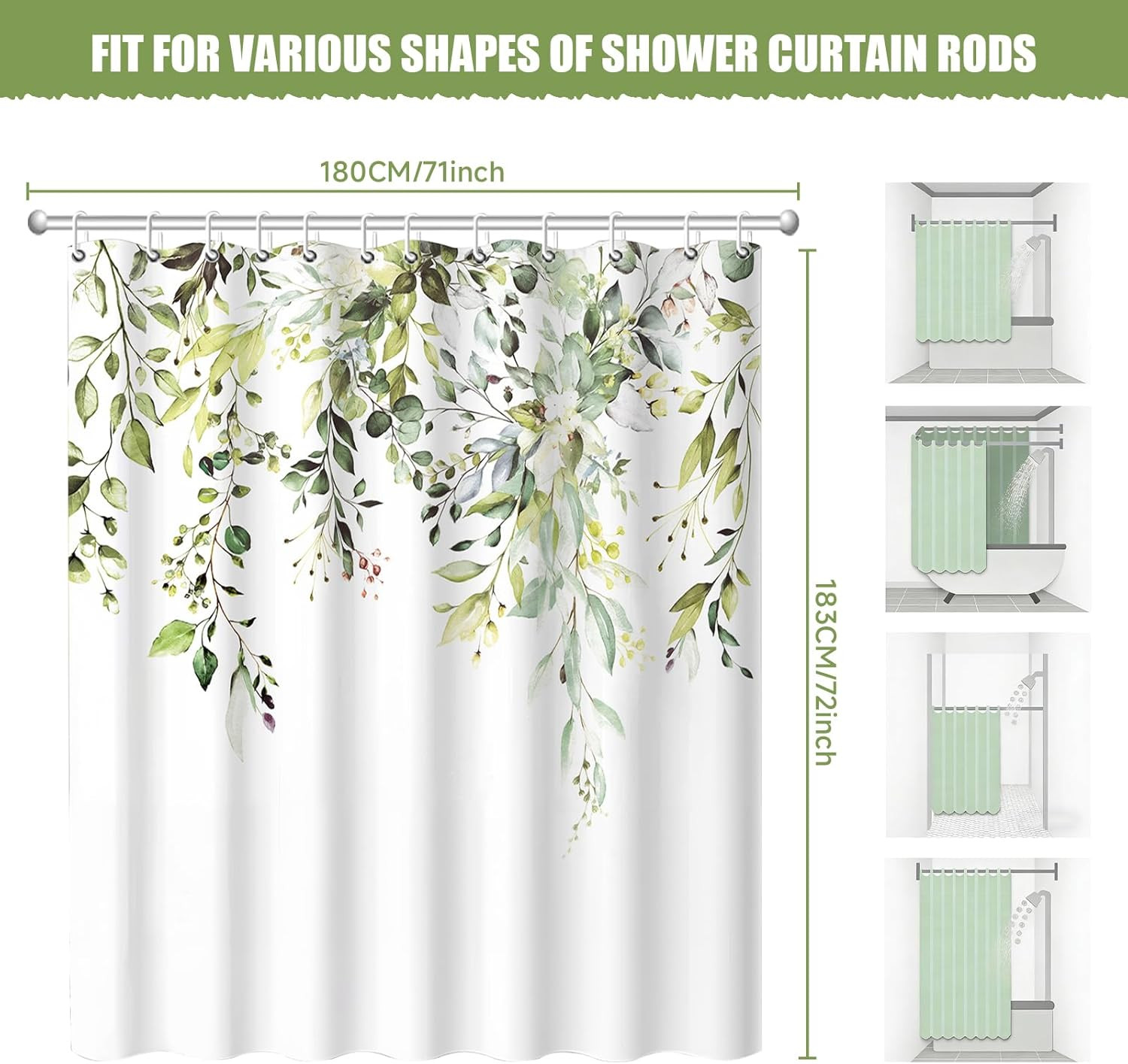 Custom Printed Bath Curtain — custom printed polyester bath curtain detail view