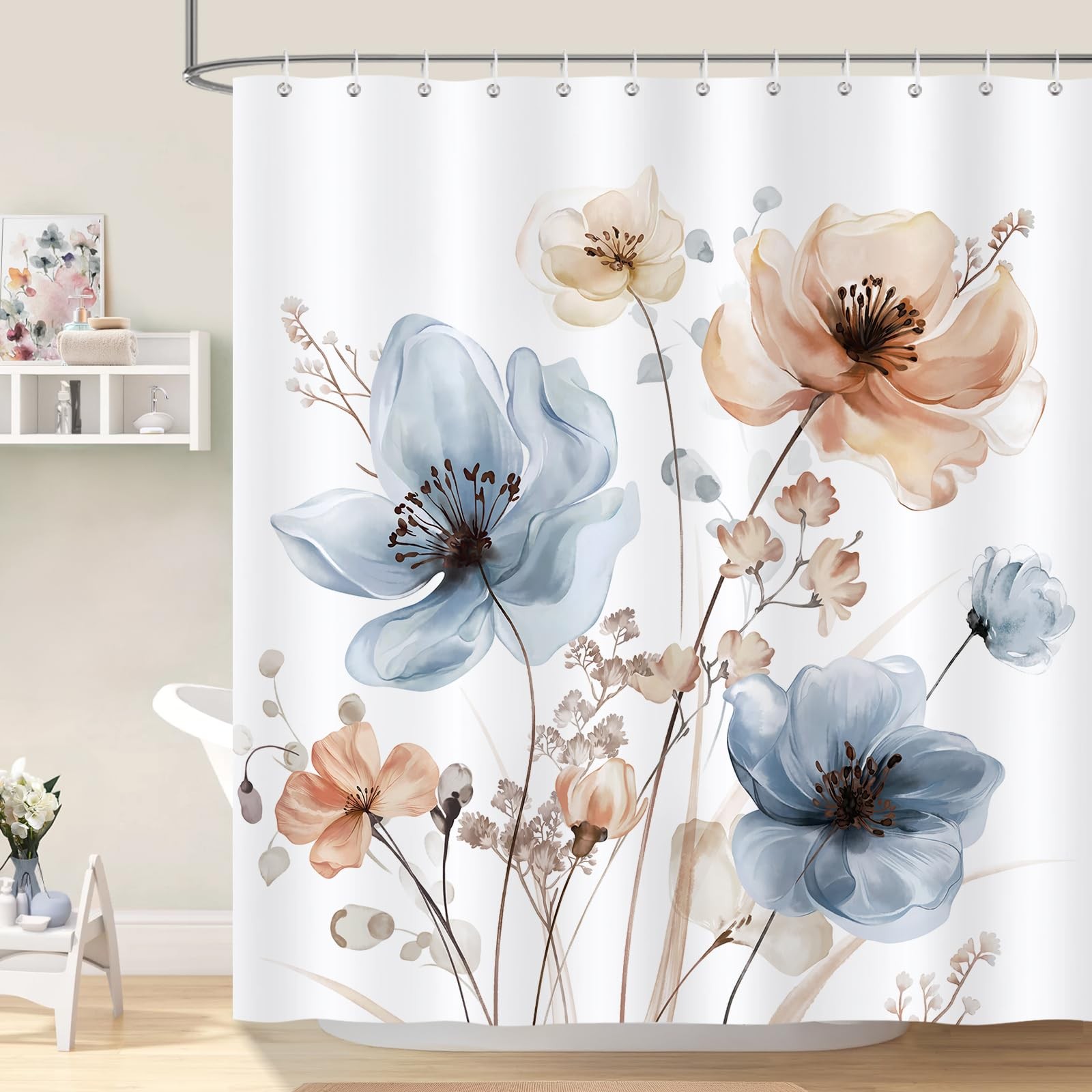 Custom Printed Bath Curtain — custom printed polyester bath curtain detail view