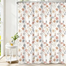 Pink/Orange Cute Floral Flower Wildflower 72"W x 72"L (Pack of 1) Bohemia10 — custom printed polyester bath curtain