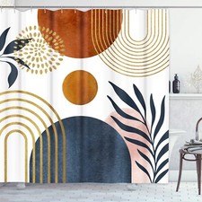 Shower Curtain Mid Century Modern Retro Abstract Waterproof 72 x 72 Inch — custom printed polyester bath curtain