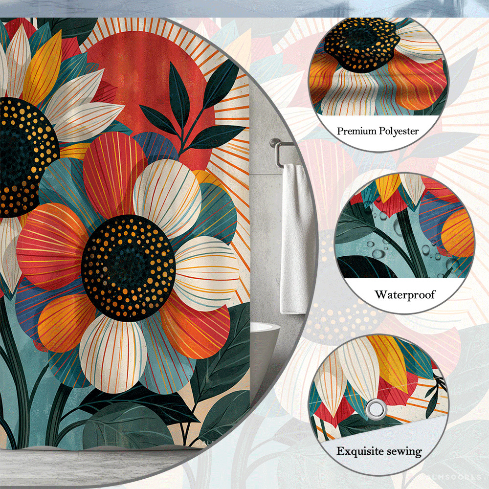 Custom Printed Bath Curtain — custom printed polyester bath curtain detail view