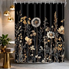 Boho Vintage Floral Shower Curtain - Waterproof, Washable 72x72 Farmhouse Decor — custom printed polyester bath curtain