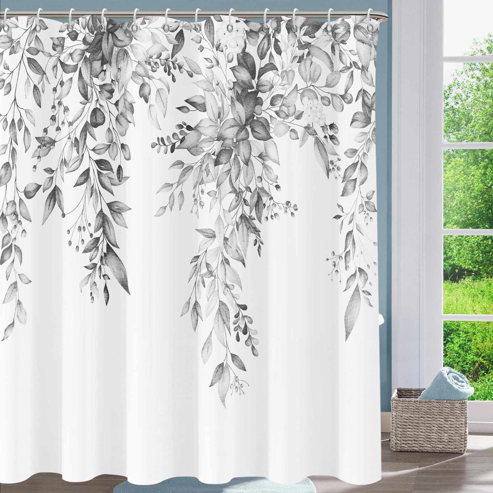 Custom Printed Bath Curtain — custom printed polyester bath curtain detail view