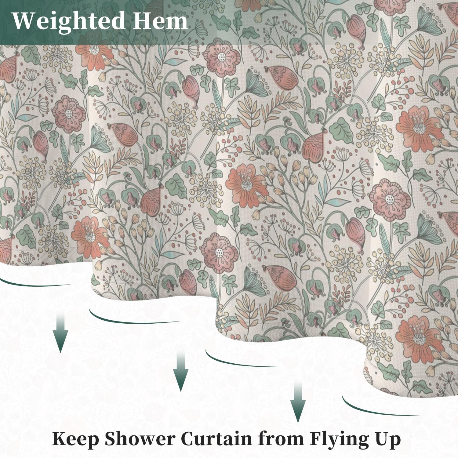 Custom Printed Bath Curtain — custom printed polyester bath curtain detail view