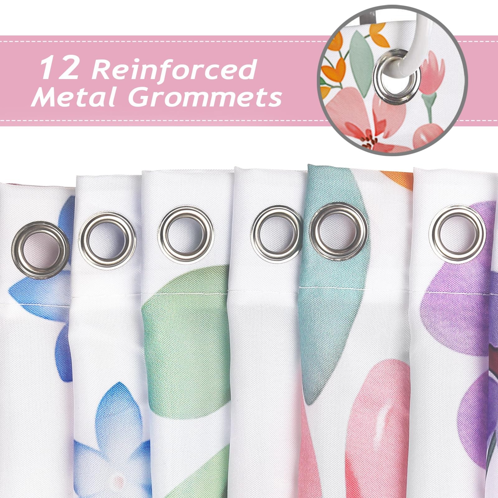 Custom Printed Bath Curtain — custom printed polyester bath curtain detail view