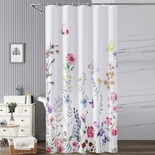 FUN WEEKEND 72''x36'' Floral Shower Curtain, 36"W x 72"L (Pack of 1), — custom printed polyester bath curtain