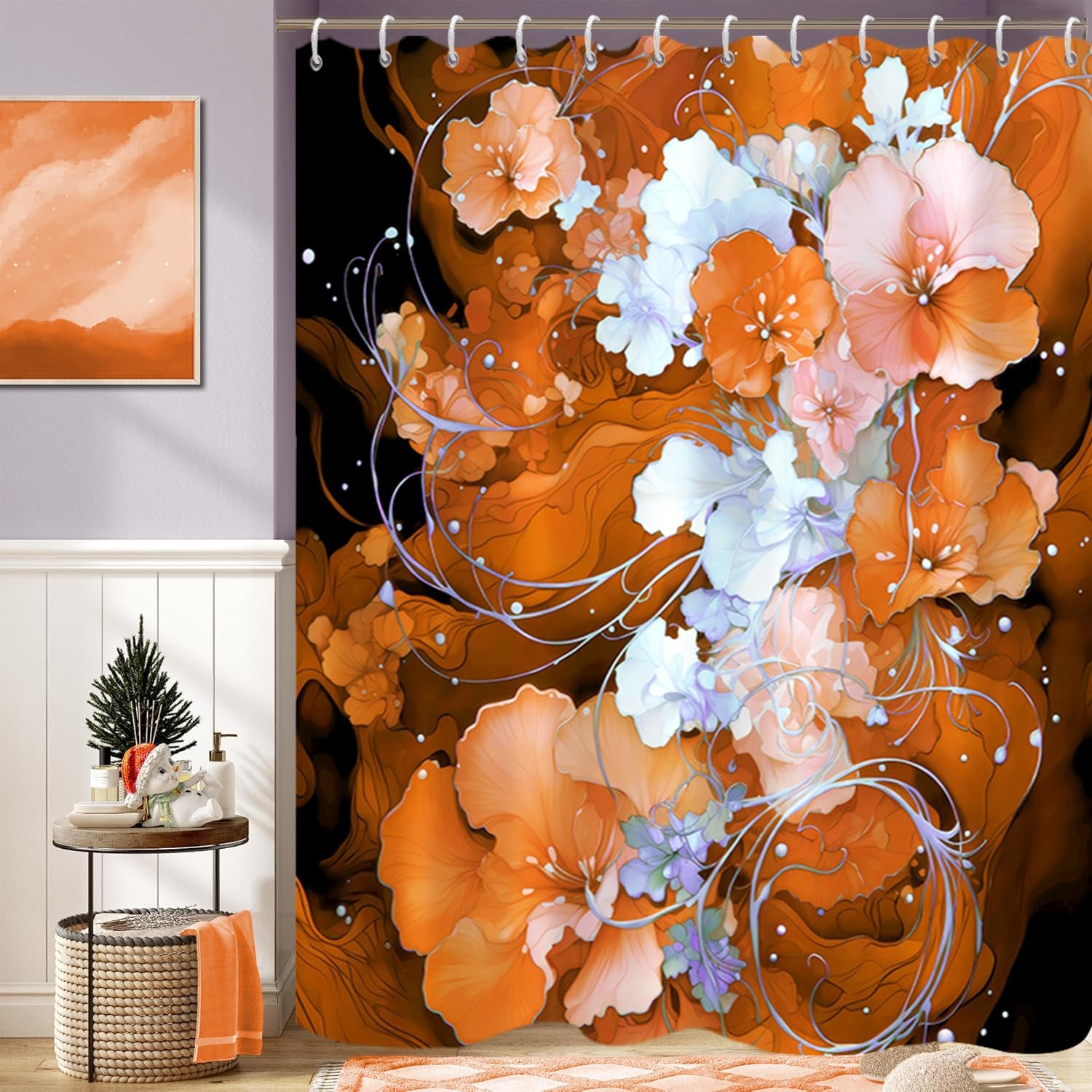 Custom Printed Bath Curtain — custom printed polyester bath curtain detail view
